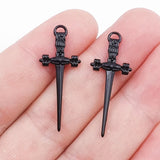 30 piezas de 35 x 14 mm de aleación con dijes de espada gótica, colgante retro artesanal
