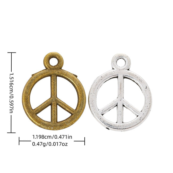 20pcs 15x12mm,hole:2mm antiqued bronze peace symbol charms X0275