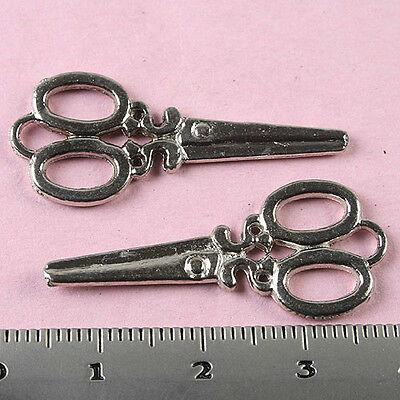 15pcs Tibetan Silver color 2sided scissors charms H0905