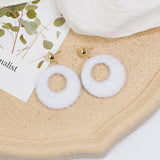 Fashion Jewelry Stud Earring Soft fuzzy Round Earring Lovely Fur Earring