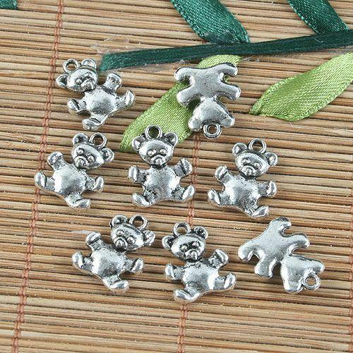 12pcs tibetan  silver color  little bear design pendant charm G1179