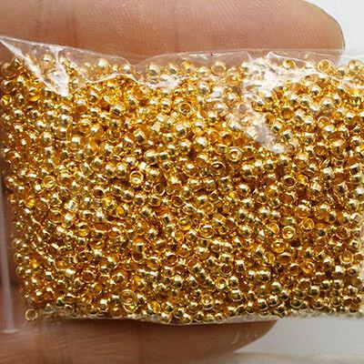 900 Pcs 2.4mm gold tone crimps round findings beads h0280