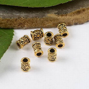 200pcs dark gold-tone flower tube spacer beads h1973