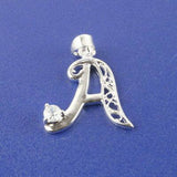 SILVER plated Alphabet Letters for 26pcs with Crystal Rhinestone pendant charms