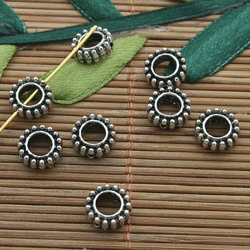 100pcs dark silver tone 8.6mm spacer beads h3700