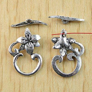10Sets Tibetan silver  FLOWER toggle clasps H0967