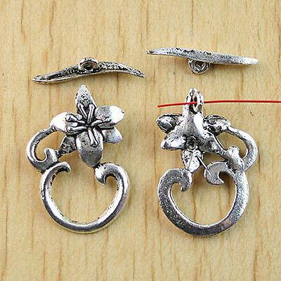 10Sets Tibetan silver  FLOWER toggle clasps H0967
