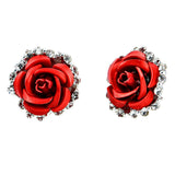 Fashion Jewelry Stud Earring Rose Floral White Sapphire Earring 2.0*2.0cm