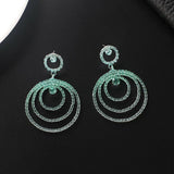 Fashion Jewelry Stud Earring gradient Color Diamond Round circle Earring