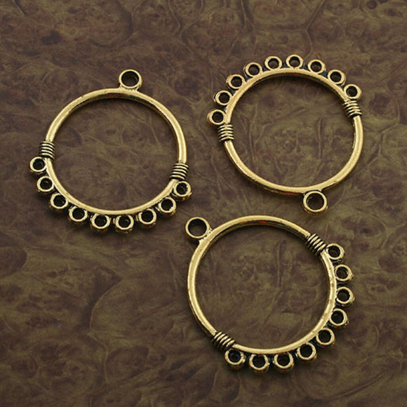 10pcs dark gold round charm connectors X0257