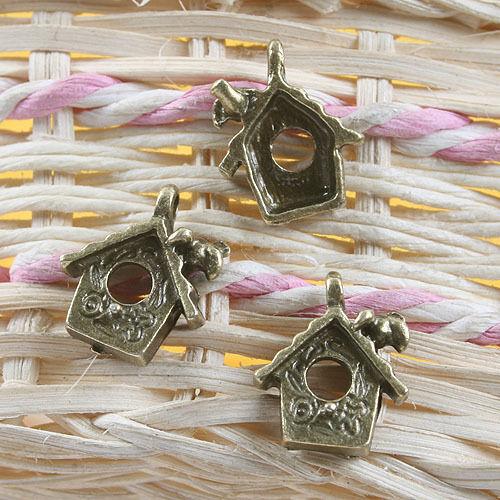 10pcs antiqued bronze house design pendant charm G714