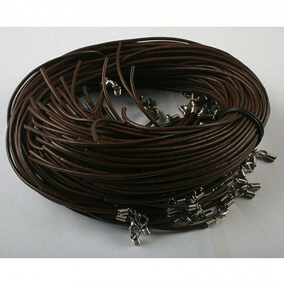 10pcs 2mm thick 18 inch long brown GENUINE leather necklace cords ed0345