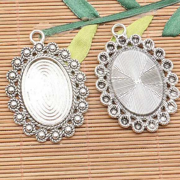 8pcs tibetan silver color oval shaped cabochon setting(INNER SIZE19X29MM) H3966