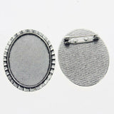 Lote de 2 cabujón ovalado de color plata tibetana de 25 x 35/25 x 18 mm, 30 x 40 mm y 13 x 18 mm, con diseño de broche.