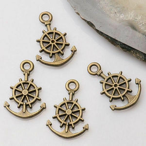 20pcs antiqued bronze color crafted  ship Wheel anchor  design  charms  EF3404