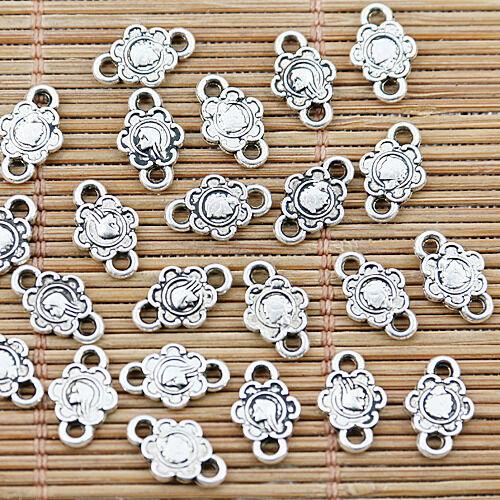 80pcs tibetan silver color flower design portrait connector EF1402