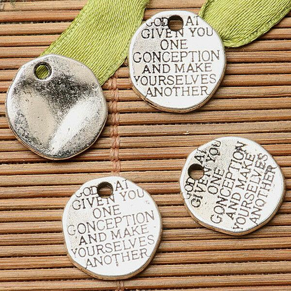 12pcs dark silver color irregular shaped lettering charms  EF2645