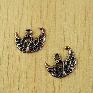 30pcs  copper-tone swan charms h2525