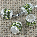 Fashion Multi-color Crystal big hole European loose bead in silver color to Pick