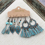 Fashion Jewelry Hook Earring geometric tassel Bohe Earring 3pair/set