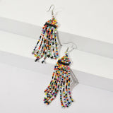 Fashion Jewelry Hook Earring Colorfull beaded long tassel Earring Bohe Earring