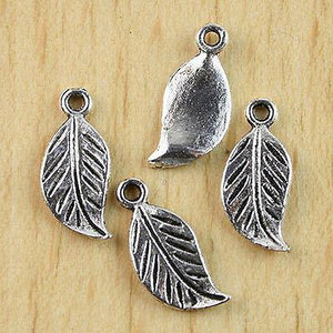 50pcs Tibetan silver conk leaf charms h0829