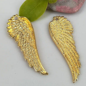 4PCS shinny gold color crafted right wing design charms h0481