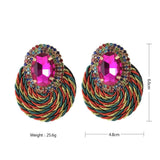 Fashion Jewelry Stud Earring Colorfull Rope Round Earring Sapphire Earring