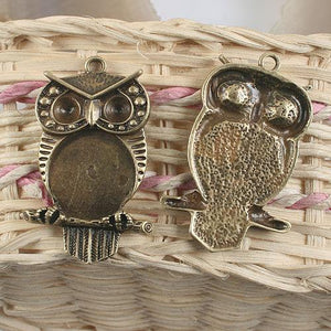 4pcs antiqued bronze owl disign pendant G907