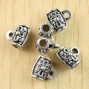 20pcs Tibetan Silver color crafted flower spacer bail connector H0868