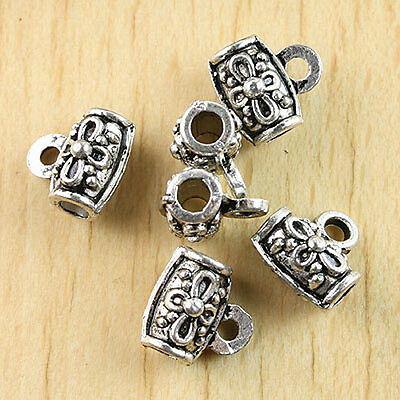 20pcs Tibetan Silver color crafted flower spacer bail connector H0868