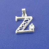 SILVER plated Alphabet Letters for 26pcs with Crystal Rhinestone pendant charms