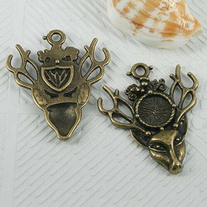 6pcs antiqued bronze color King of deer design charms EF0573