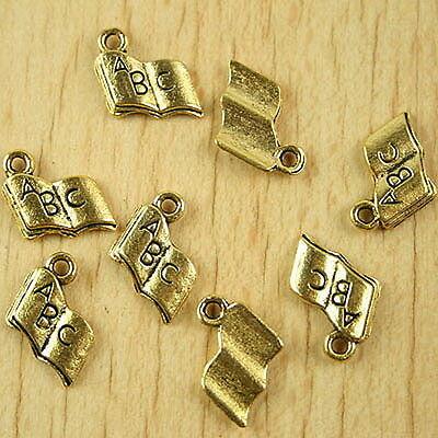 30pcs dark gold-tone unfolded english book charms h2204