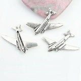 Tibetan Silver color airplane design charms 12pcs EF0064