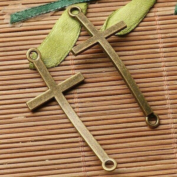 6pc antiqued bronze color  curved cross connector for bracelet Making EF2882