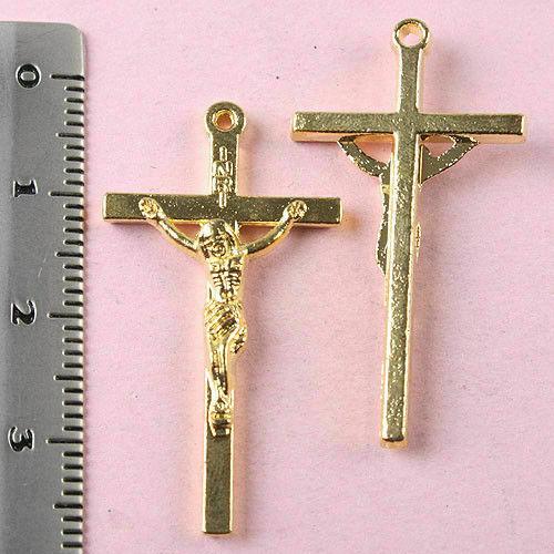 10pcs gold-tone cross charms findings h1478