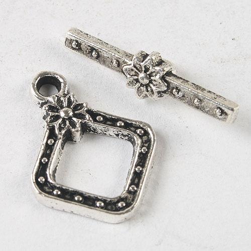 10sets dark silver tone  flower toggle clasp h3658