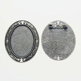 Lote de 2 cabujón ovalado de color plata tibetana de 25 x 35/25 x 18 mm, 30 x 40 mm y 13 x 18 mm, con diseño de broche.