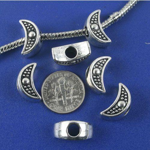 7pcs antiqued silver two sides moon spacer beads G1306