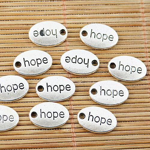 18pcs tibetan silver tone 2sided oval Hope charms EF1518