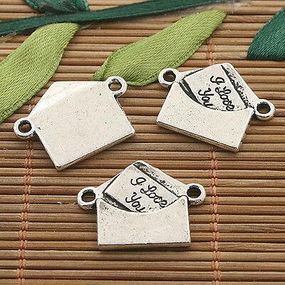 10pcs dark silver tone love letter connectors h3274