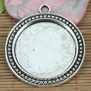 2pcs Tibetan Silver round rim picture frame settings charms EF0176