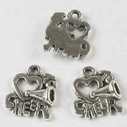 10pcs dark silver tone cheer pendant charm h3947