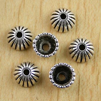 30pcs Tibetan silver round striate spacer bead caps H0129