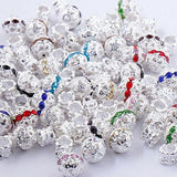 Silver Plated Crystal European Drop Ball Beads Fit Bracelets mixed at random x14