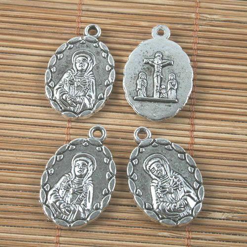 5pcs antiqued silver Madonna pendant G1644