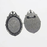 Lote de 2 cabujón ovalado de color plata tibetana de 25 x 35/25 x 18 mm, 30 x 40 mm y 13 x 18 mm, con diseño de broche.