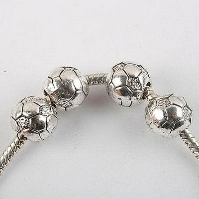 10pcs dark silver-tone football bead bracelet 8356