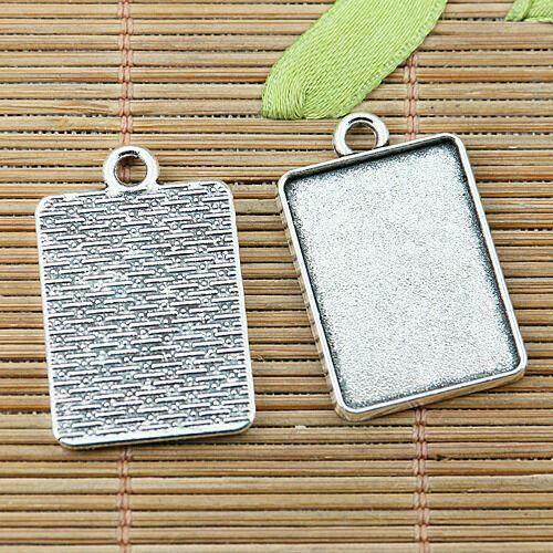 10pcs tibetan silver color rectangle shaped cabochon settings 23x16mm  EF2479